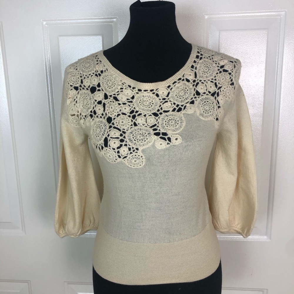 ANTHROPOLOGIE Beige Knitted & Knotted Top SizeS